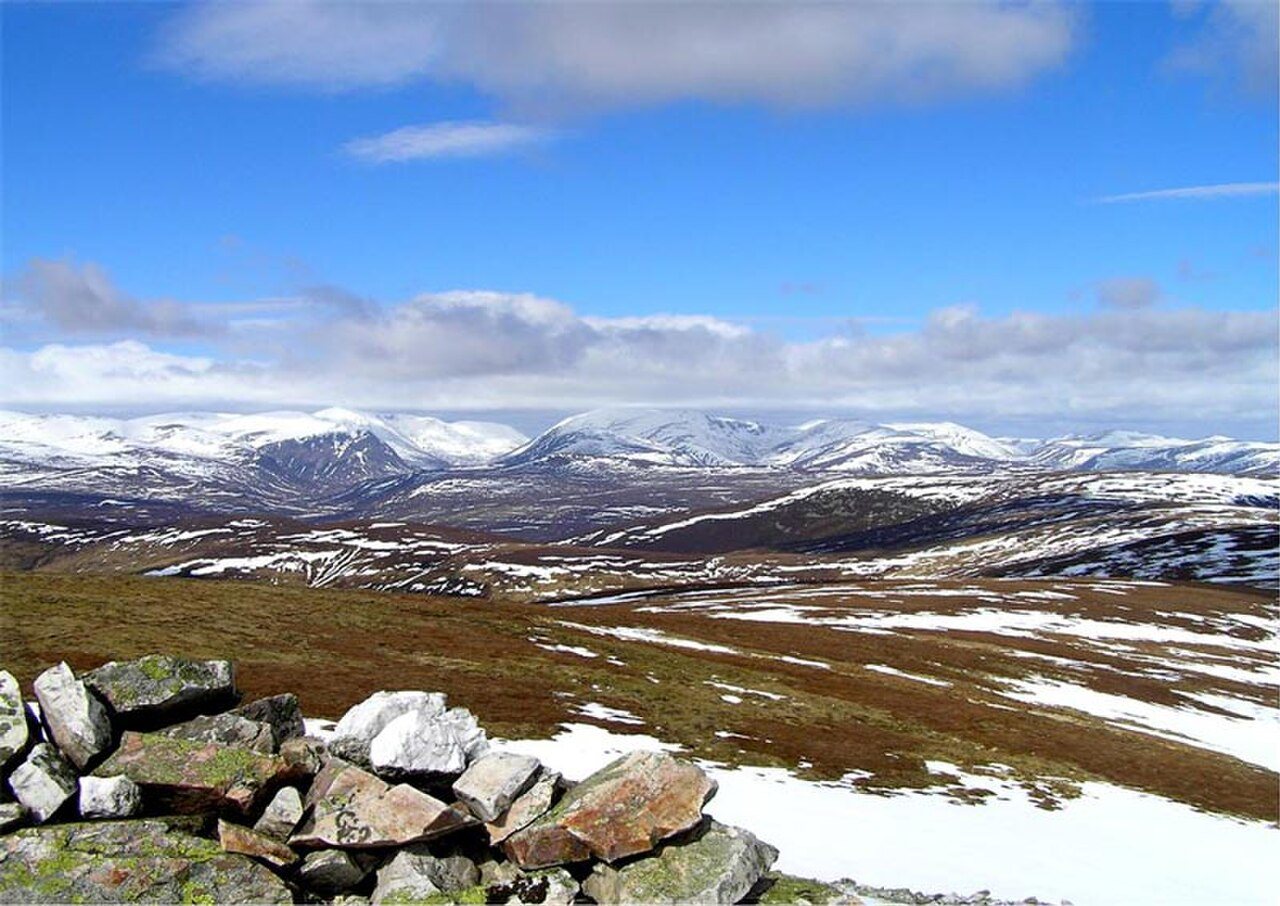 Snow-covered mountains in the Cairngorms