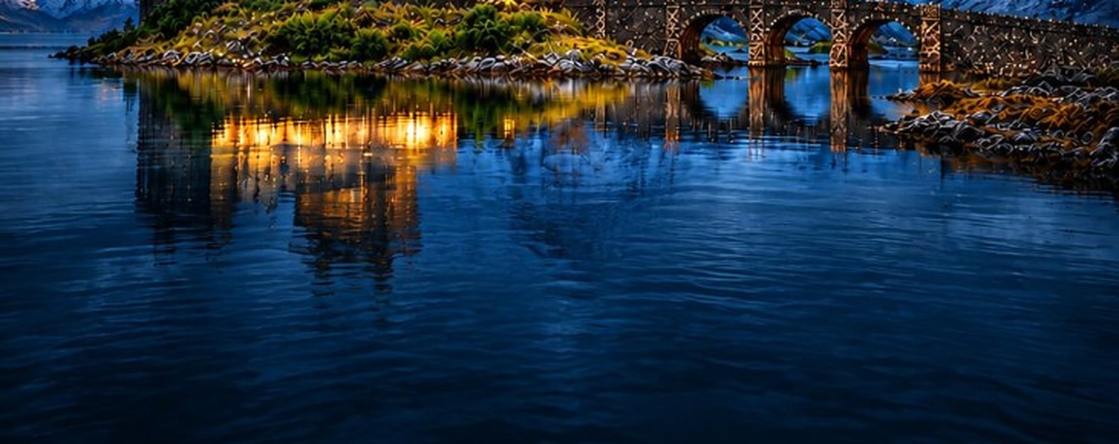 Calm loch reflecting the evening sky